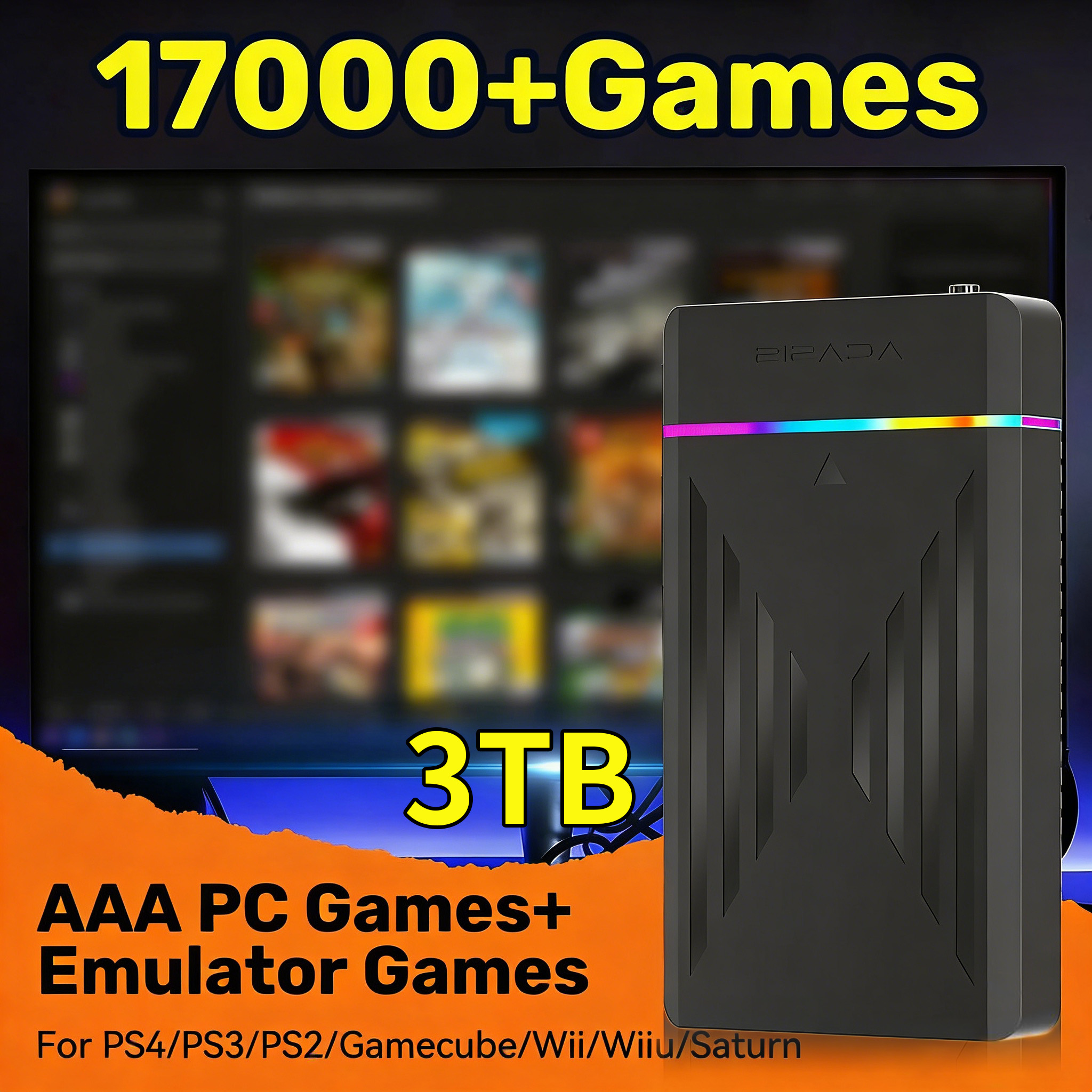Retro Gaming Portable - Portable 3TB Gaming HDD Video Game