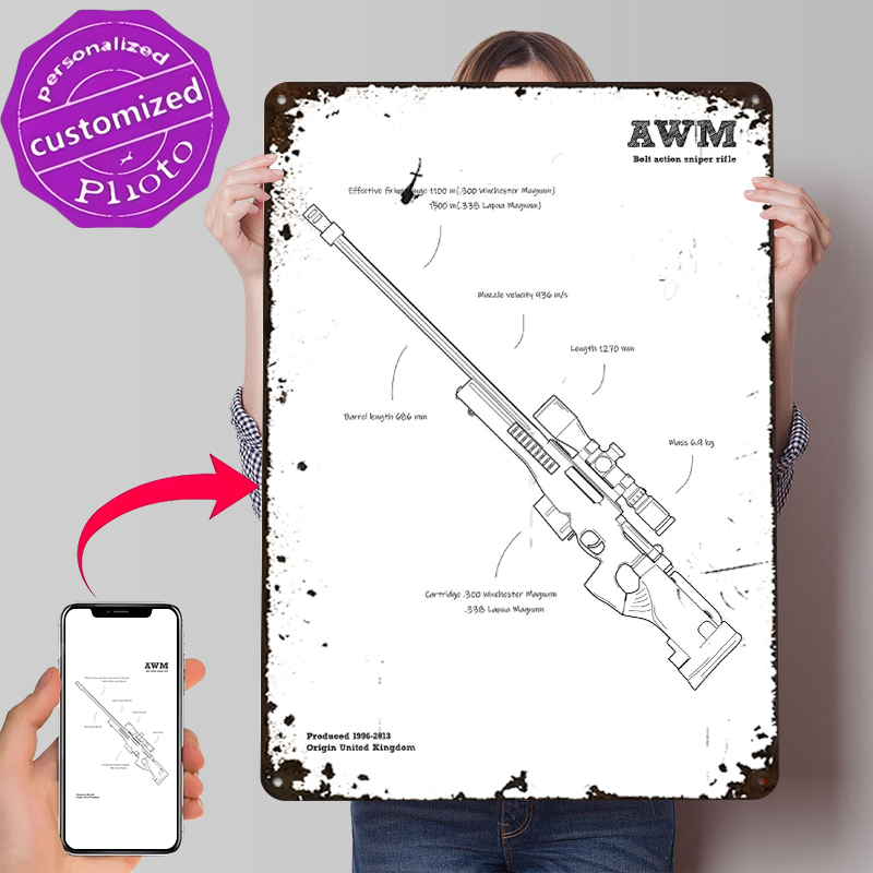 Retro Gaming Gun - AWM Sniper Rifle Gun UK Tinplate