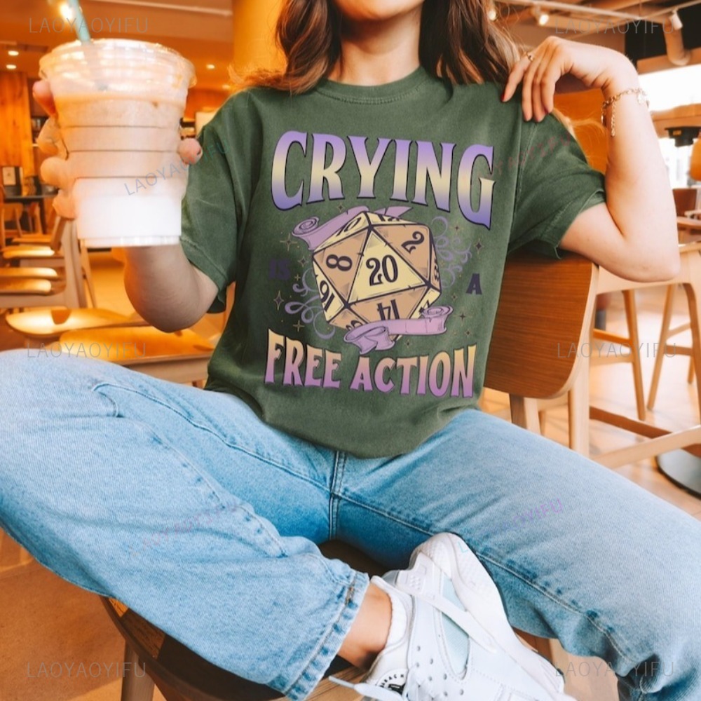 Funny DnD Crying Is A Free Act - Retro Gaming T Shirts ulasan dan harga