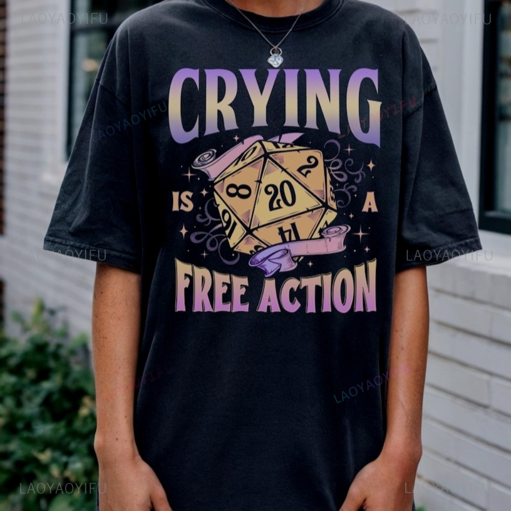 Funny DnD Crying Is A Free Act - Retro Gaming T Shirts ulasan dan harga