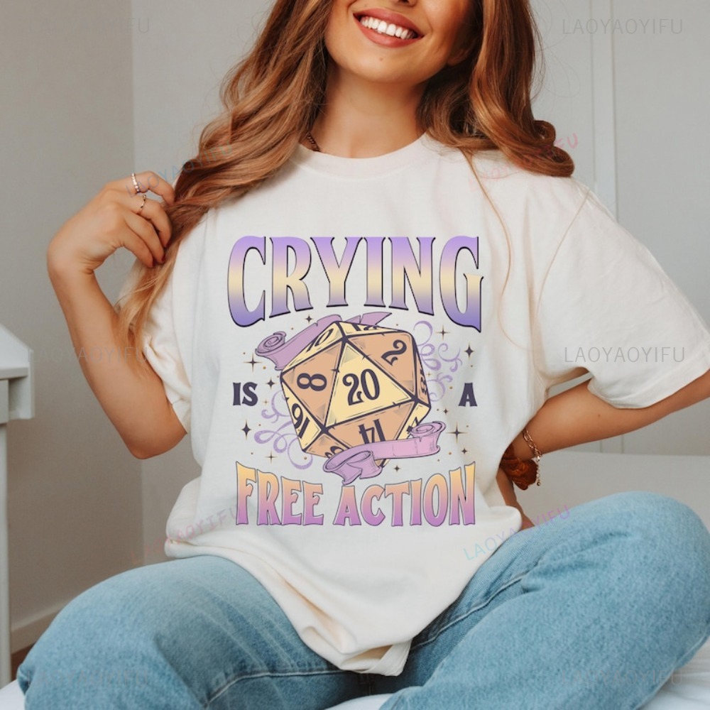 Funny DnD Crying Is A Free Act - Retro Gaming T Shirts ulasan dan harga