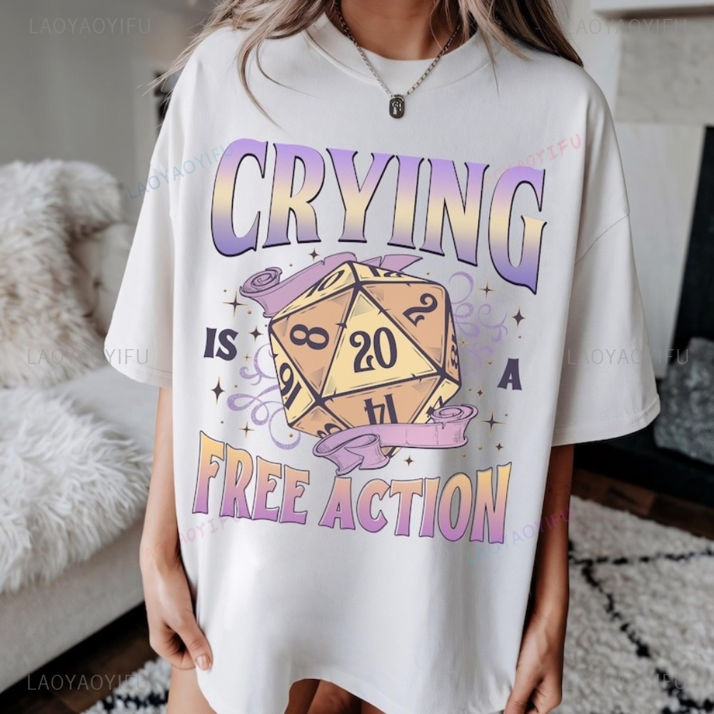 Funny DnD Crying Is A Free Act - Retro Gaming T Shirts ulasan dan harga