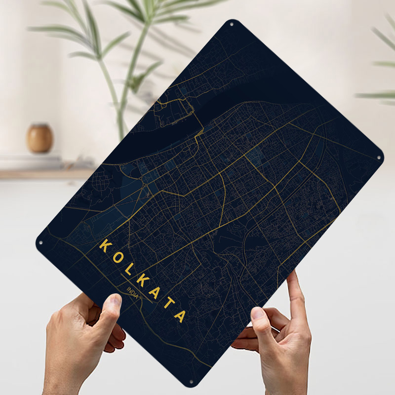 Kolkata India Map Art Tinplate - Retro Gaming India ulasan dan harga
