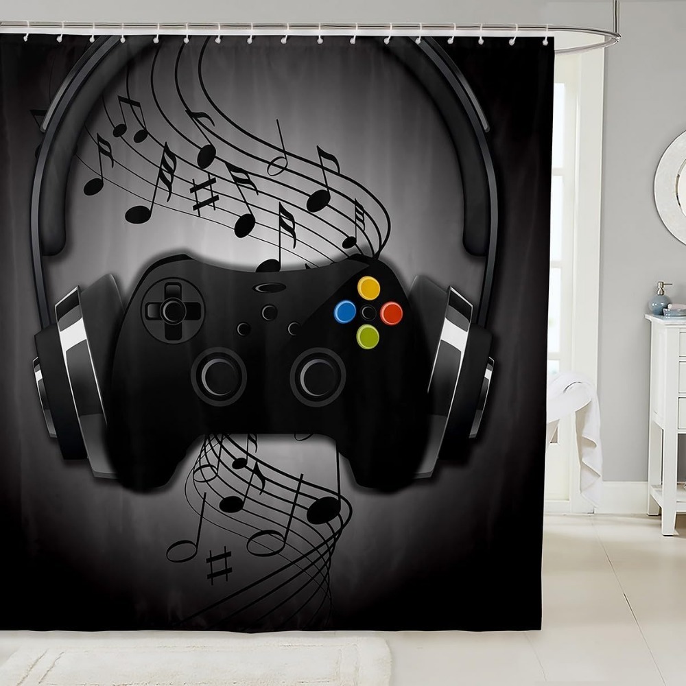 Boys Games Shower Curtain Blac - Retro Gaming Gameboy ulasan dan harga